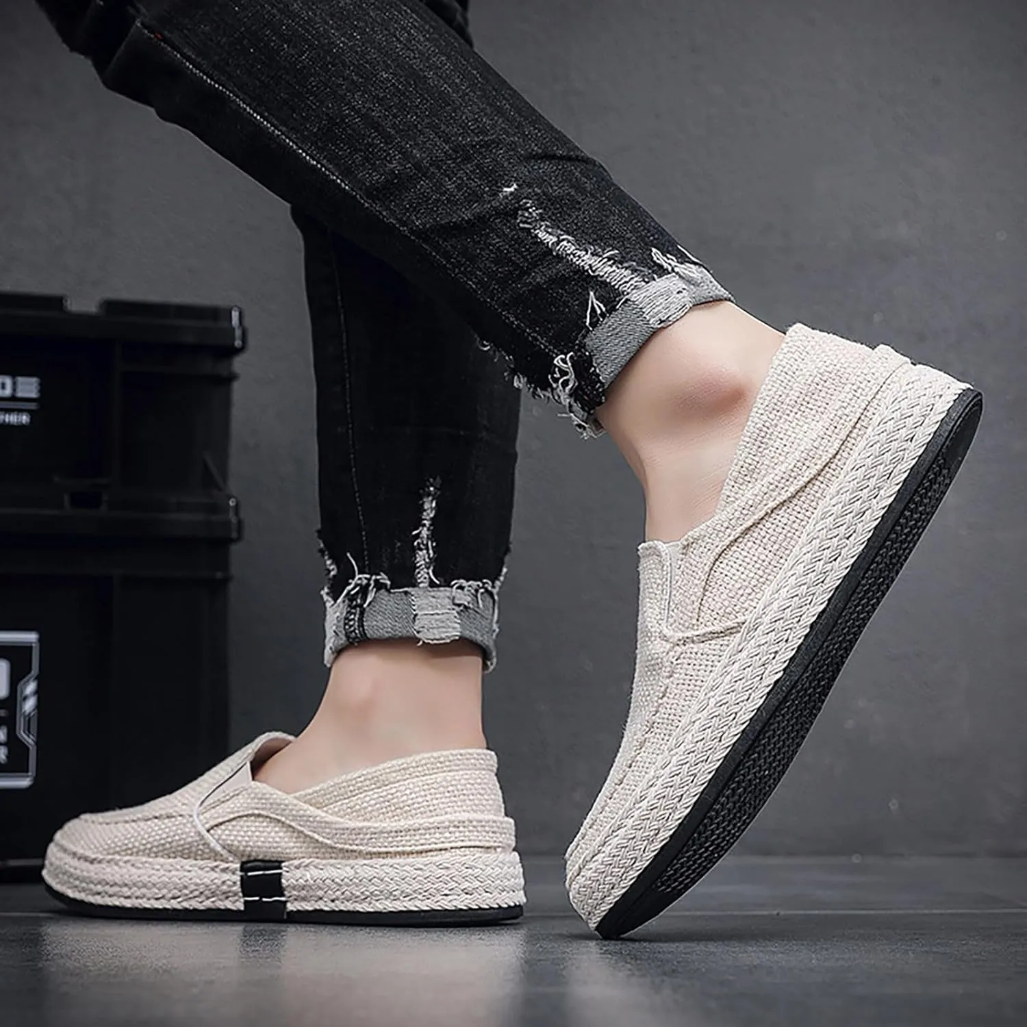 2022 Men's New Spring and Autumn Fisherman's Shoes Canvas Thick Soled Slip On Shoes Casual Shoes for Men Size 14