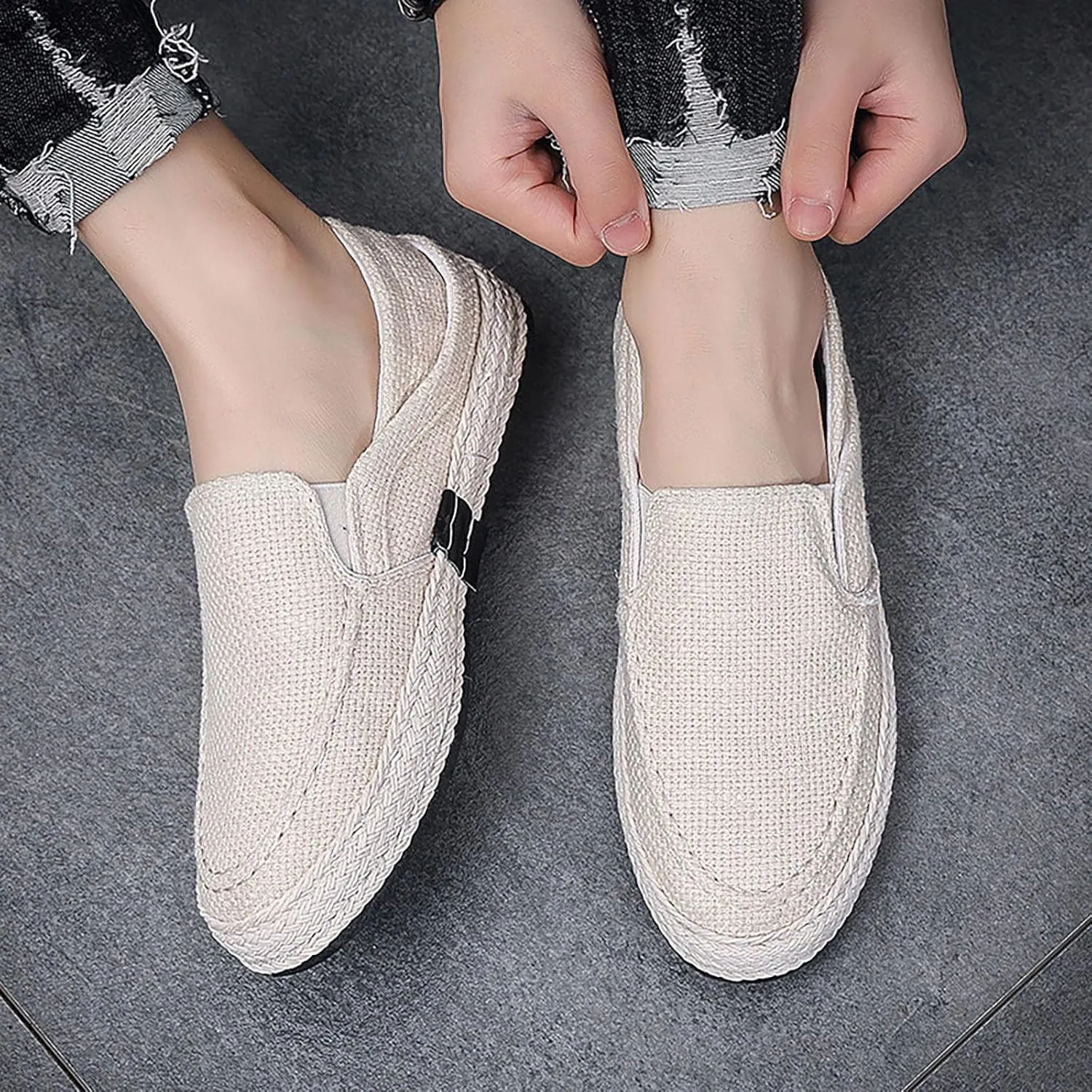 2022 Men's New Spring and Autumn Fisherman's Shoes Canvas Thick Soled Slip On Shoes Casual Shoes for Men Size 14