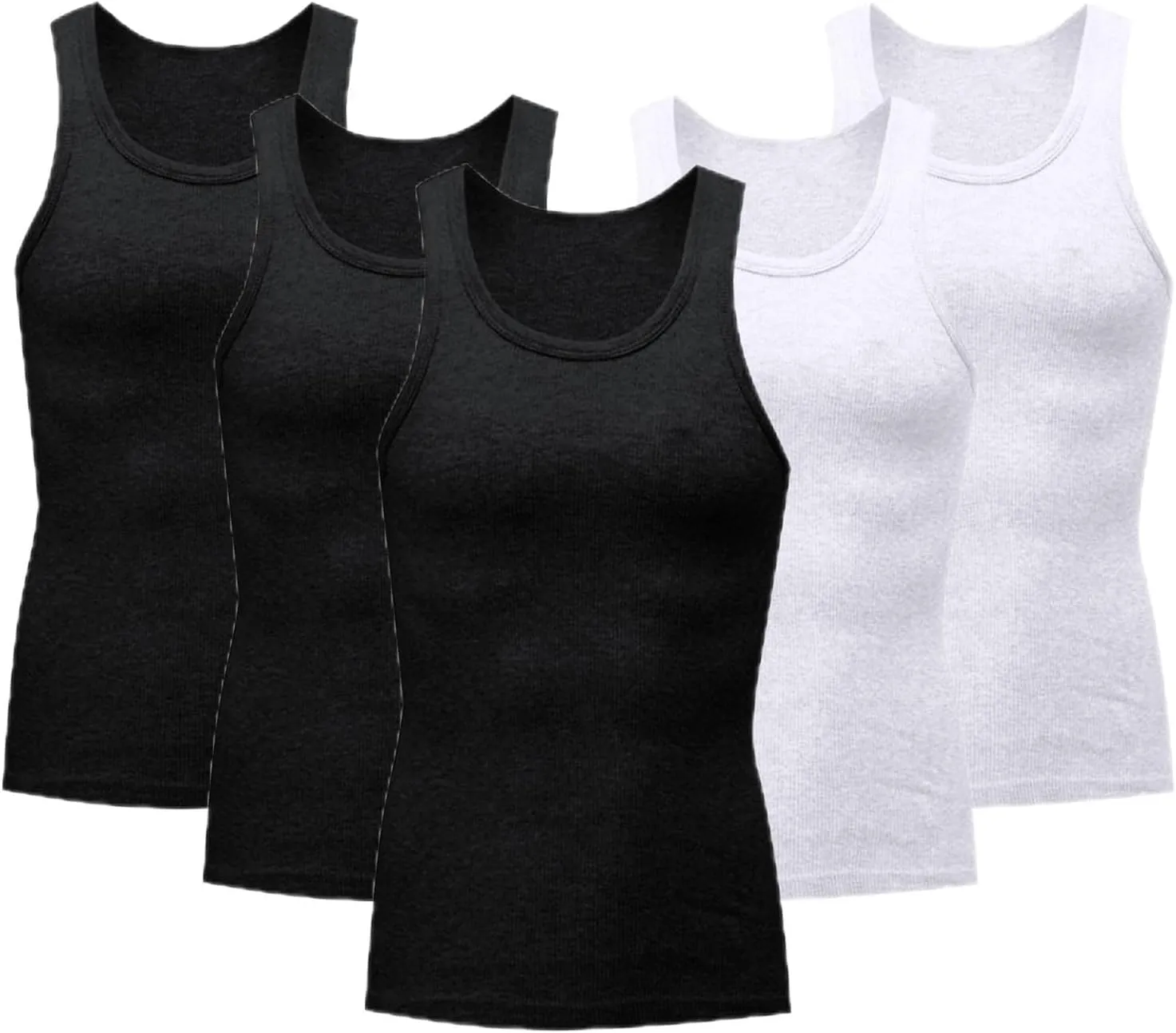 5 Pack Men's Compression Undershirts Tank Tops Workout Gym Stomach Shapewear Body Shapers Slim Fit Muscle Shirt