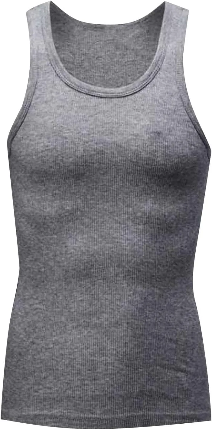 5 Pack Men's Compression Undershirts Tank Tops Workout Gym Stomach Shapewear Body Shapers Slim Fit Muscle Shirt