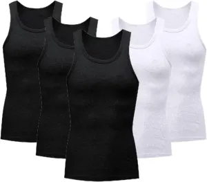 5 Pack Men's Compression Undershirts Tank Tops Workout Gym Stomach Shapewear Body Shapers Slim Fit Muscle Shirt