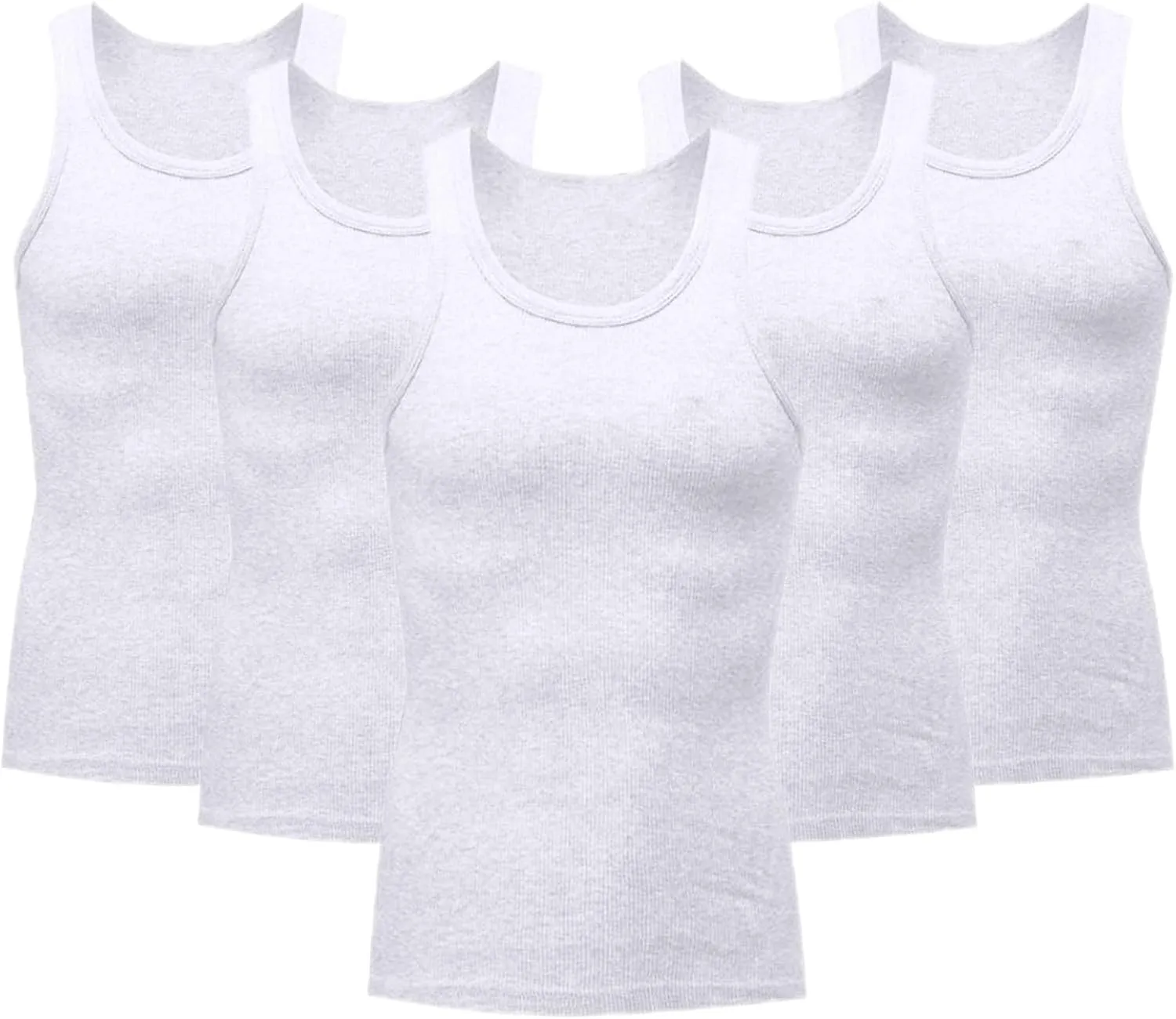 5 Pack Men's Compression Undershirts Tank Tops Workout Gym Stomach Shapewear Body Shapers Slim Fit Muscle Shirt