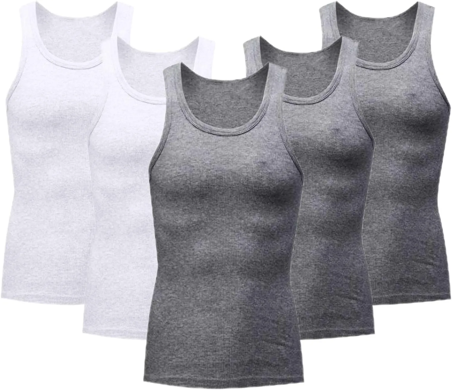 5 Pack Men's Compression Undershirts Tank Tops Workout Gym Stomach Shapewear Body Shapers Slim Fit Muscle Shirt
