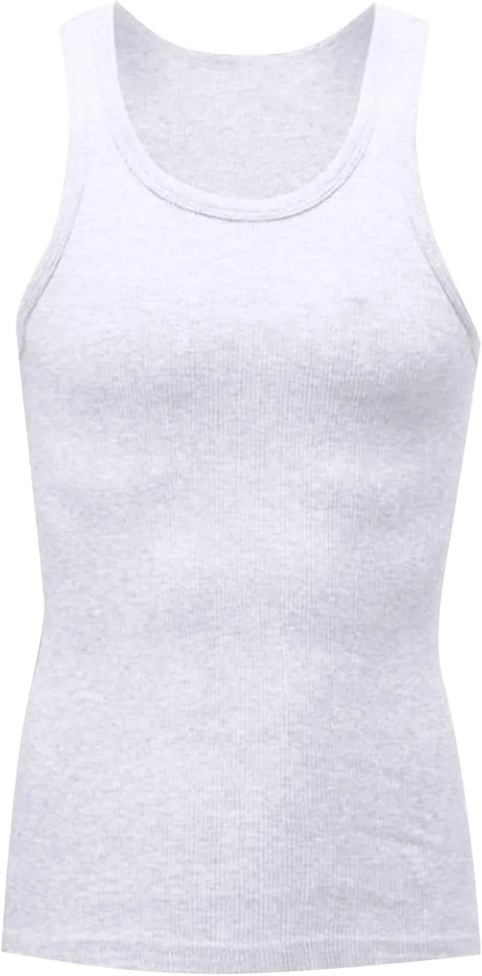 5 Pack Men's Compression Undershirts Tank Tops Workout Gym Stomach Shapewear Body Shapers Slim Fit Muscle Shirt
