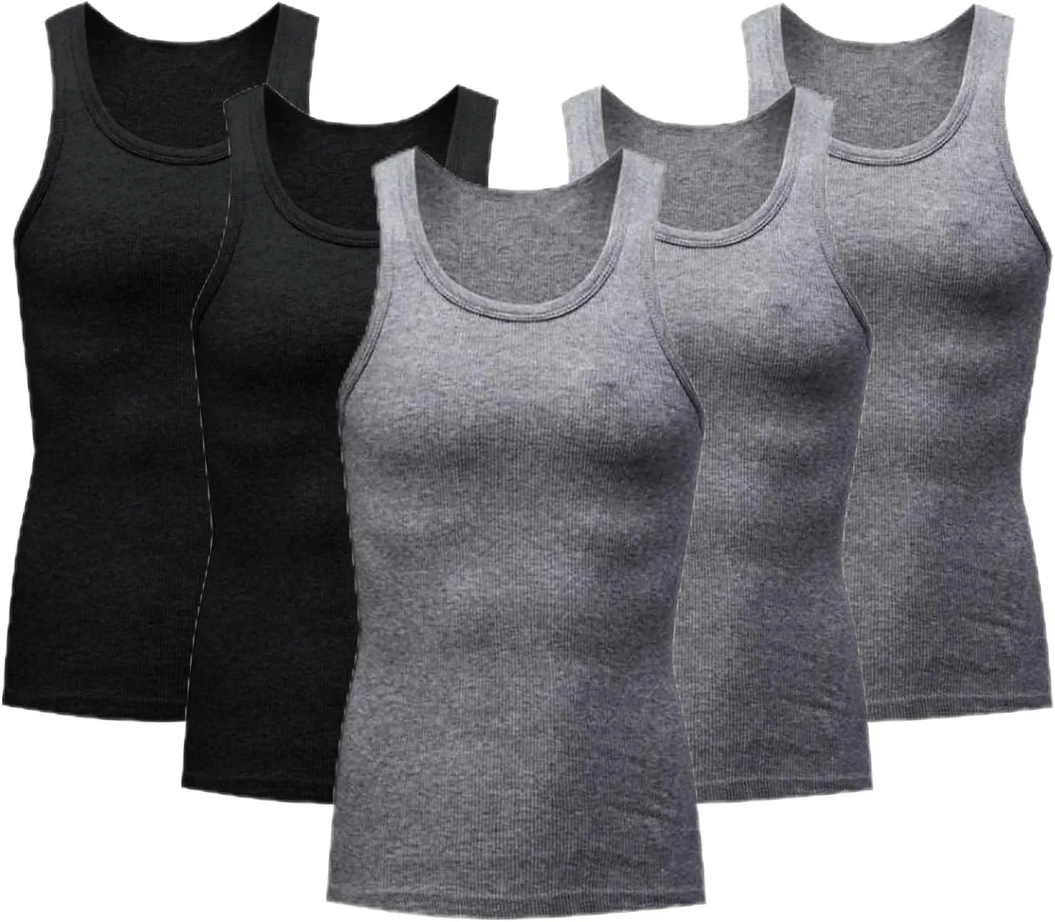 5 Pack Men's Compression Undershirts Tank Tops Workout Gym Stomach Shapewear Body Shapers Slim Fit Muscle Shirt