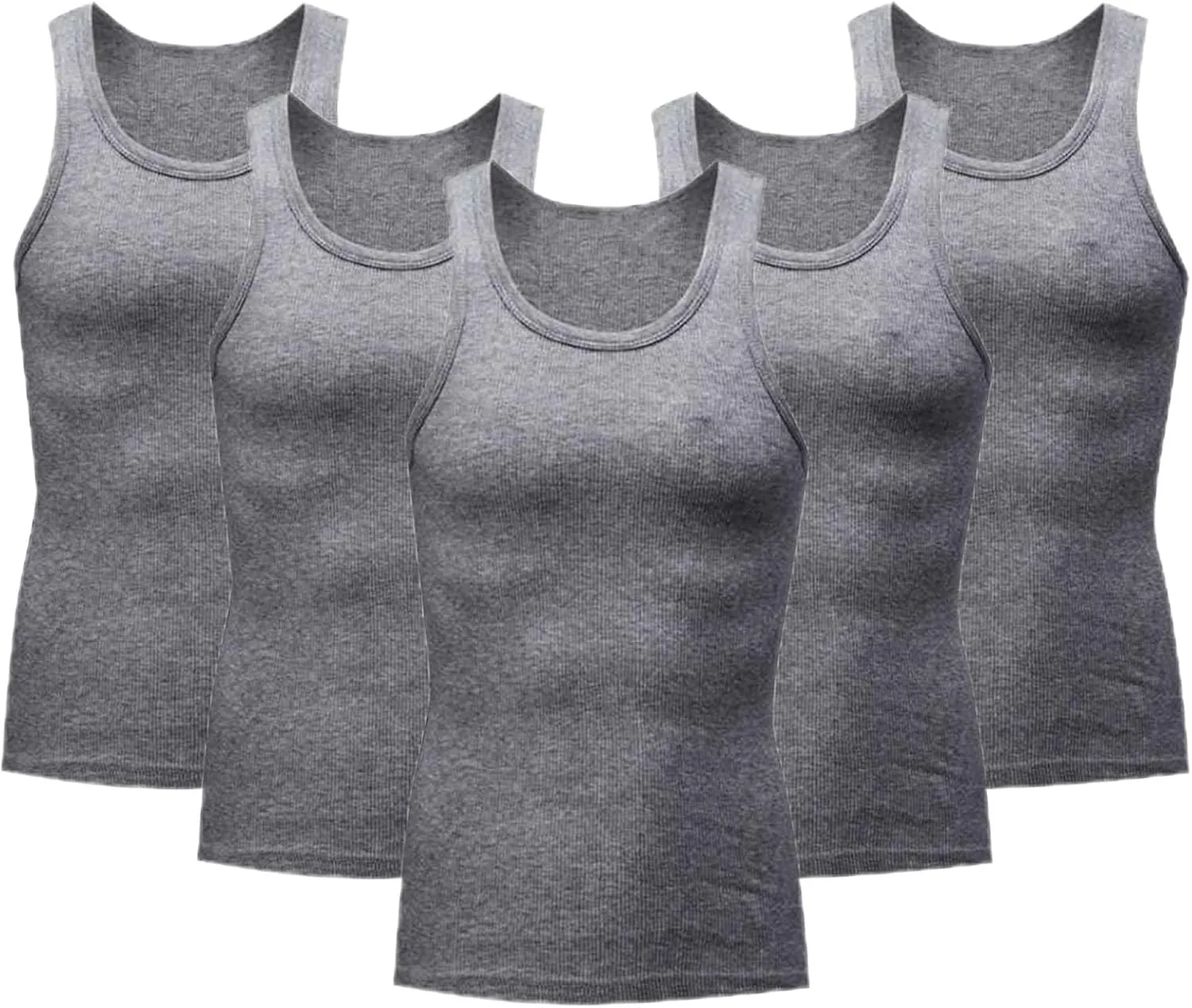 5 Pack Men's Compression Undershirts Tank Tops Workout Gym Stomach Shapewear Body Shapers Slim Fit Muscle Shirt
