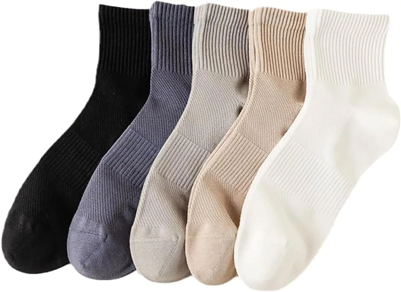5 Pairs Cotton Athletic Socks for Men/Women,Moisture-Wicking Ankle Socks, Running Hiking Travel Odor Resistant Cushioned Arch Support, Breathable Running Socks