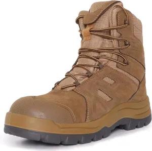 8" Waterproof Men's Military Tactical Work Boots, Hiking Motorcycle Combat Slip/Oil Resistant Boots with YKK Side Zipper