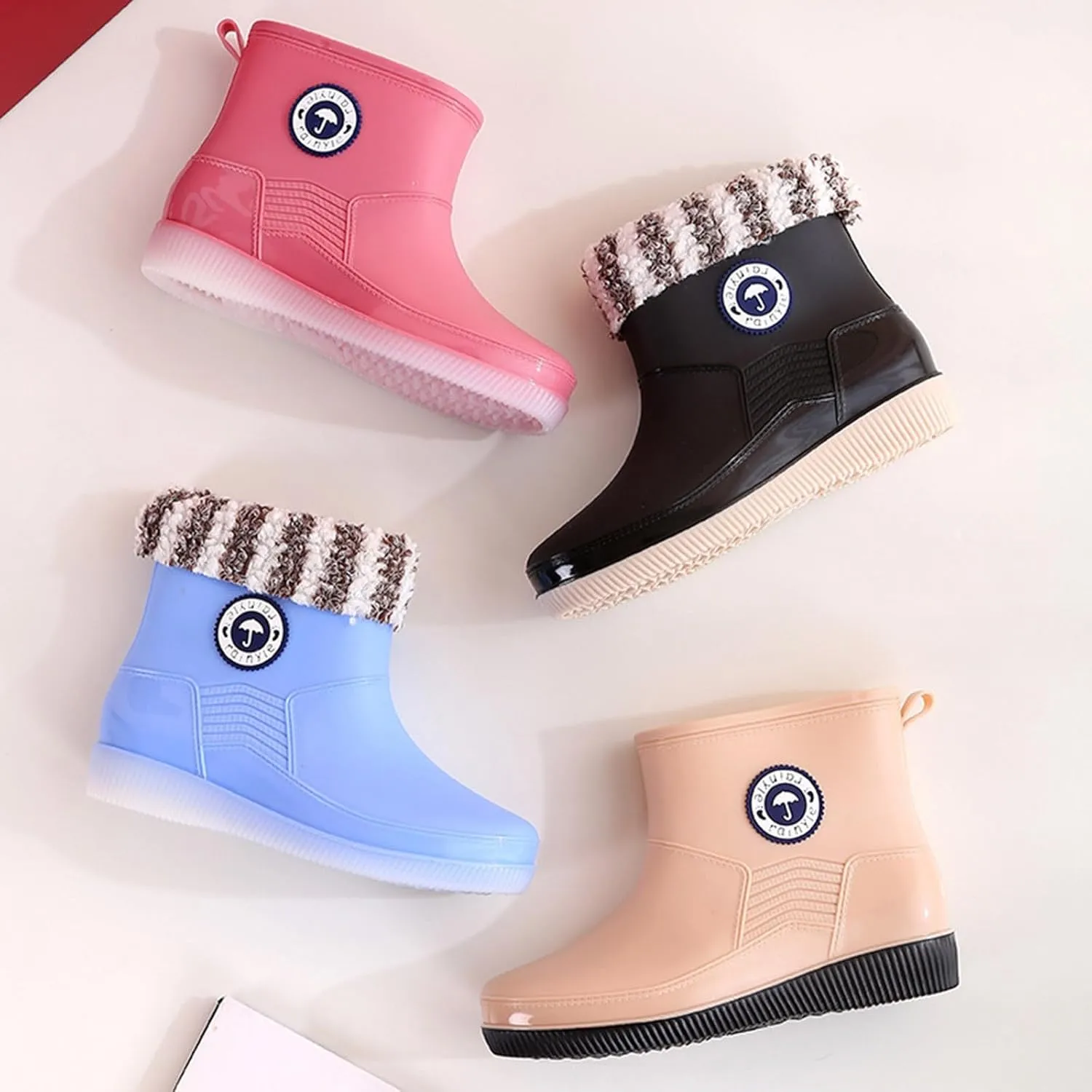 AMDBEL Rain Boots For Women, Women's Mid Calf Rain Boots Waterproof Garden Rain Shoes Anti-Slipping Rainboots for Ladies