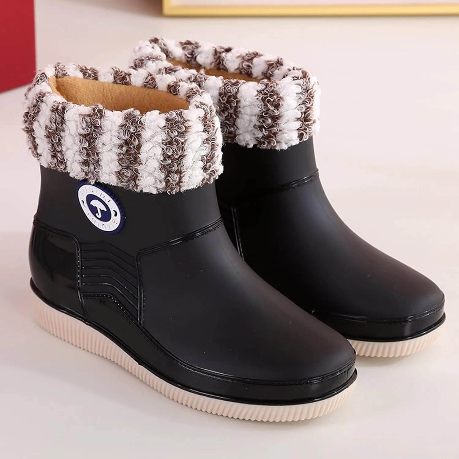 AMDBEL Rain Boots For Women, Women's Mid Calf Rain Boots Waterproof Garden Rain Shoes Anti-Slipping Rainboots for Ladies