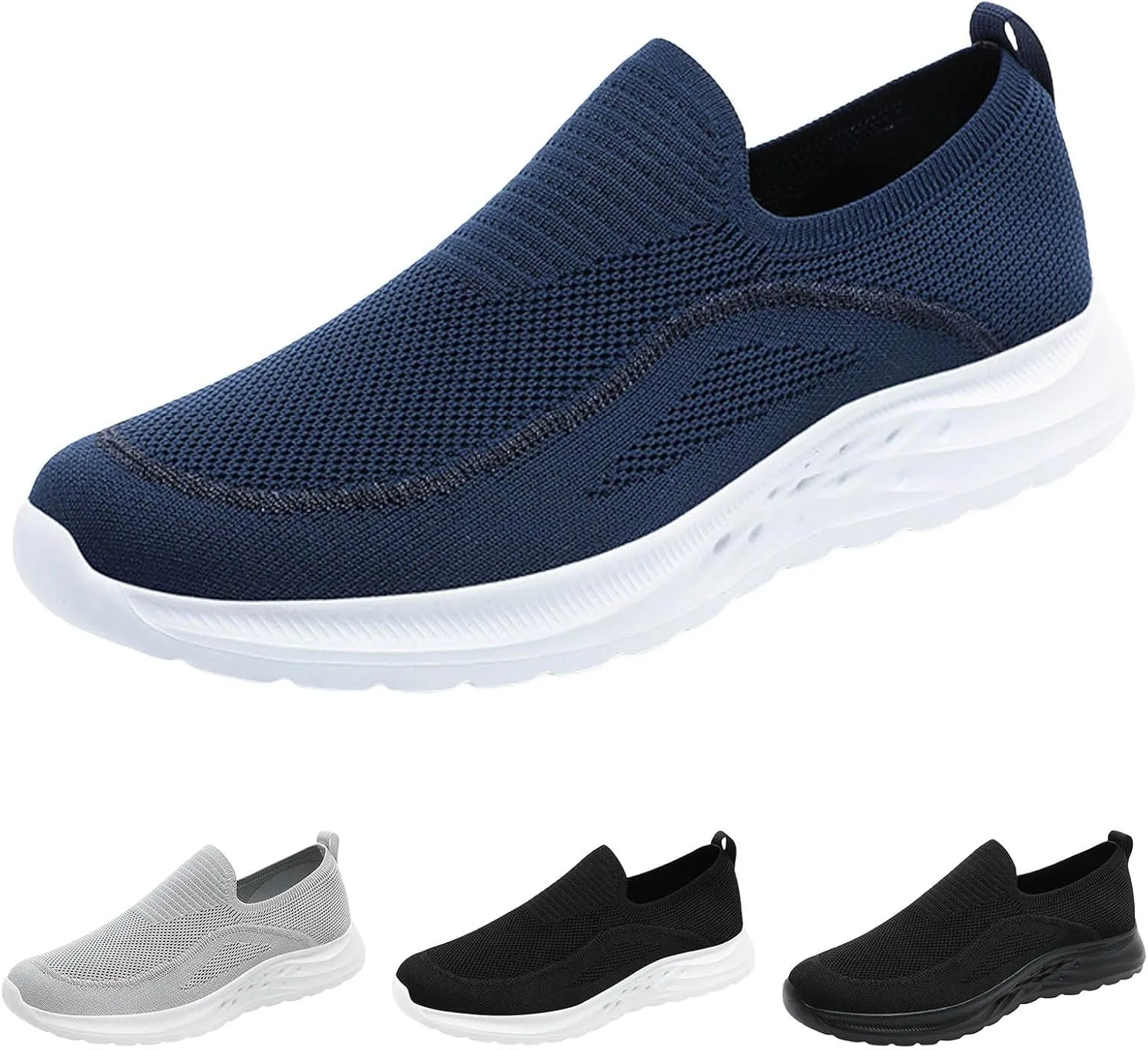 Arch Support Sports Shoes for Men Lightweight Cushion Sneaker Convenient Slip On Shoes Jogging Sneaker Men Leather