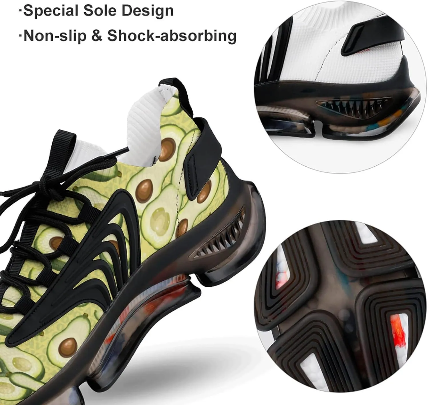 Avocados Fruit Men's Running Shoes Lightweight Walking Shoe Breathable Sneaker