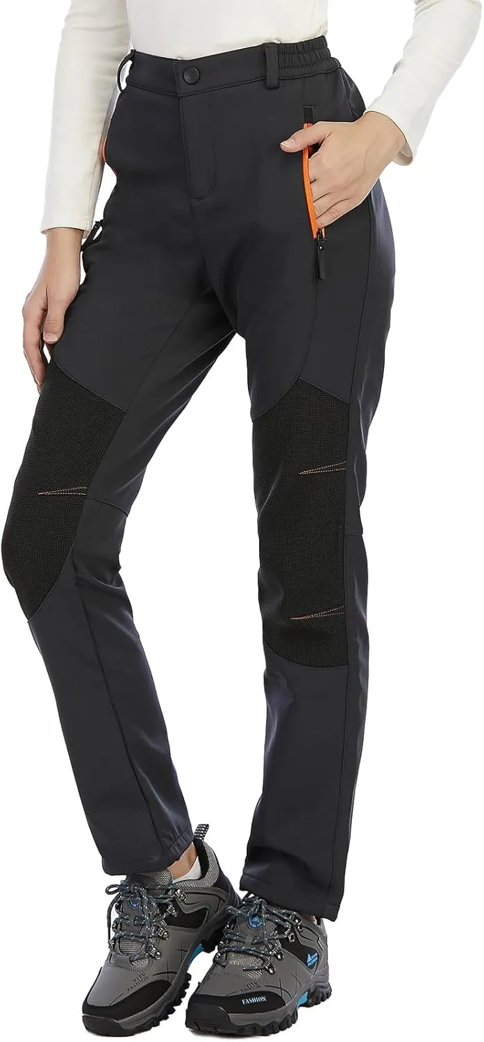 BenBoy Women's Outdoor Waterproof Windproof Fleece Slim Cargo Snow Ski Hiking Pants