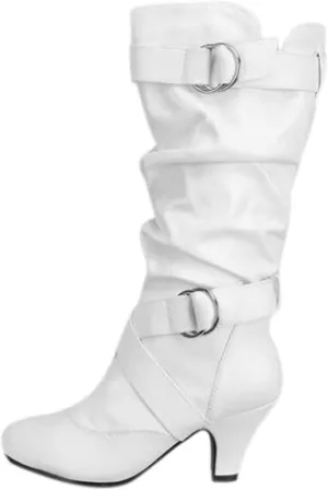 Boots for Women Wide Calf,Pull On Mid Heel Winter Shoes Buckle Strap Knee High Booties with Zip Goth Leather Boots