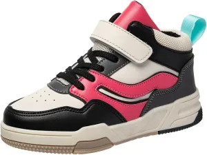 Boys Girls Outdoor Indoor Board Shoes with Leather Upper, Breathable and Comfortable with Soft Padded Neck, Fashionable Retro Street Style, Basketball Shoes Suitable for All Seasons
