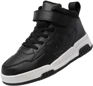 Boys Girls Outdoor Sports Board Shoes with Leather Upper, Breathable and Comfortable with Soft Padded Neck, Fashionable Retro Street Style, Basketball Shoes Suitable for All Seasons