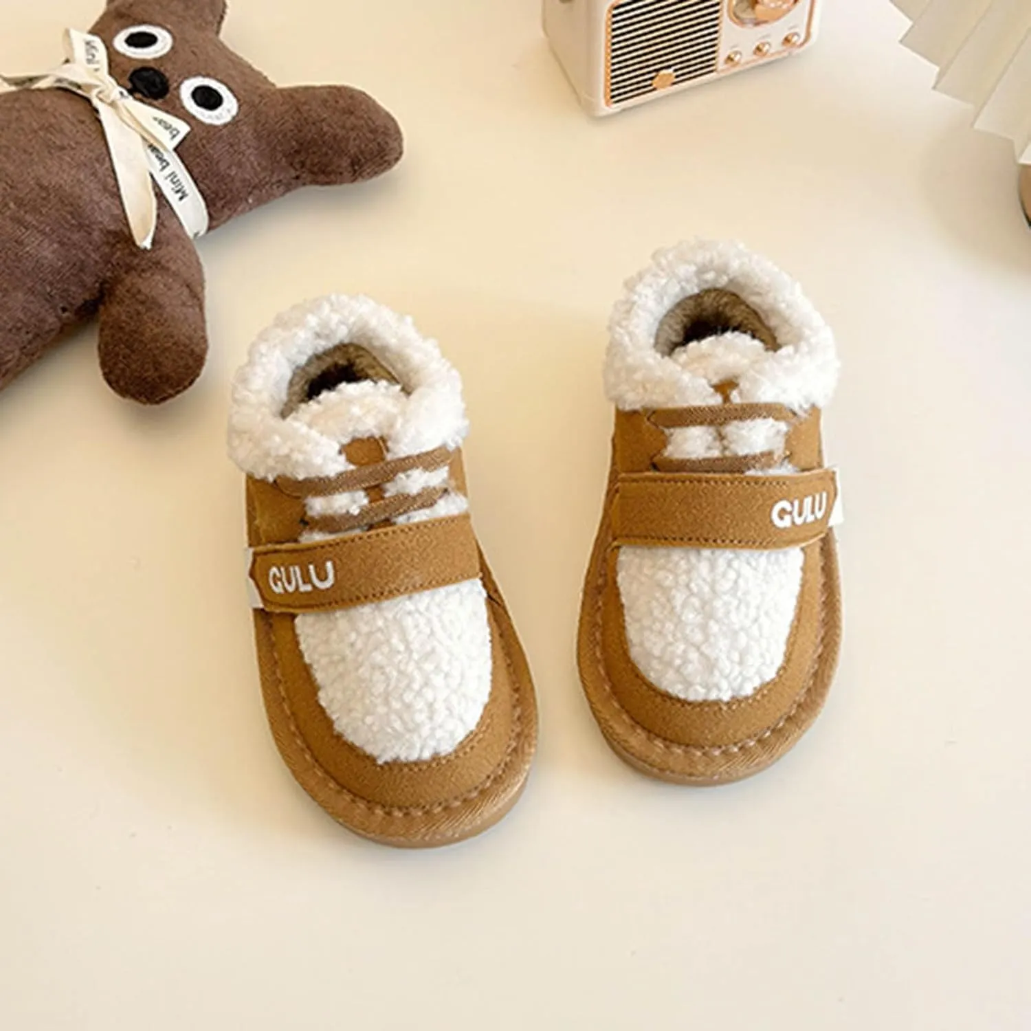 Boys Girls Winter Boots Toddler Snow Boots Kids Warm Fur Lined Boot Kids Ankle Boots Non-Slip Plush Thermal Booties
