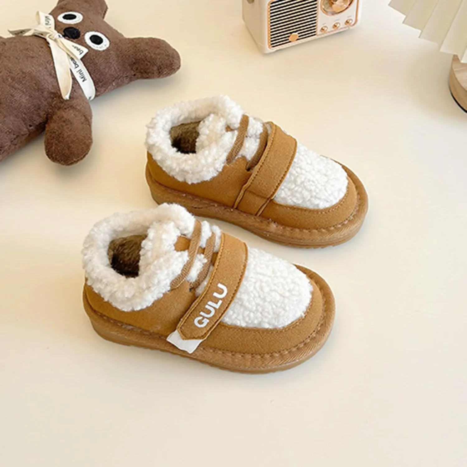 Boys Girls Winter Boots Toddler Snow Boots Kids Warm Fur Lined Boot Kids Ankle Boots Non-Slip Plush Thermal Booties