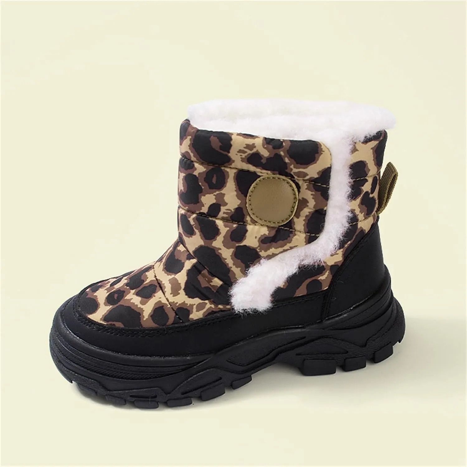 Boys Girls Winter Snow Boots Toddler Warm Fur Lined Boots Kids Non Slip Plush Ankle Mid Booties Outdoor Walking Shoes