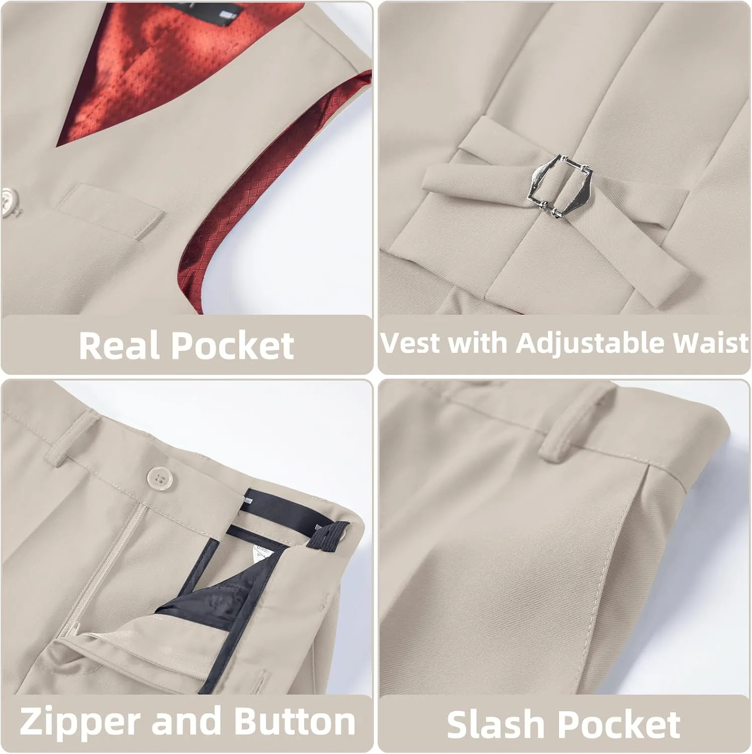 Boys Suit Slim Fit 5 Piece for Kids Toddler Suit Wedding Outfit for Teenage Boys Formal Tuxedo Set
