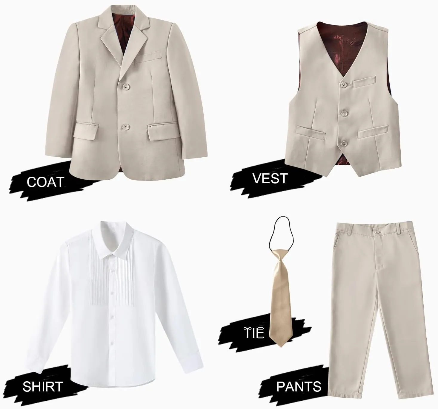 Boys Suit Slim Fit 5 Piece for Kids Toddler Suit Wedding Outfit for Teenage Boys Formal Tuxedo Set