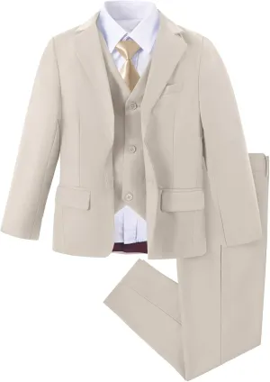 Boys Suit Slim Fit 5 Piece for Kids Toddler Suit Wedding Outfit for Teenage Boys Formal Tuxedo Set