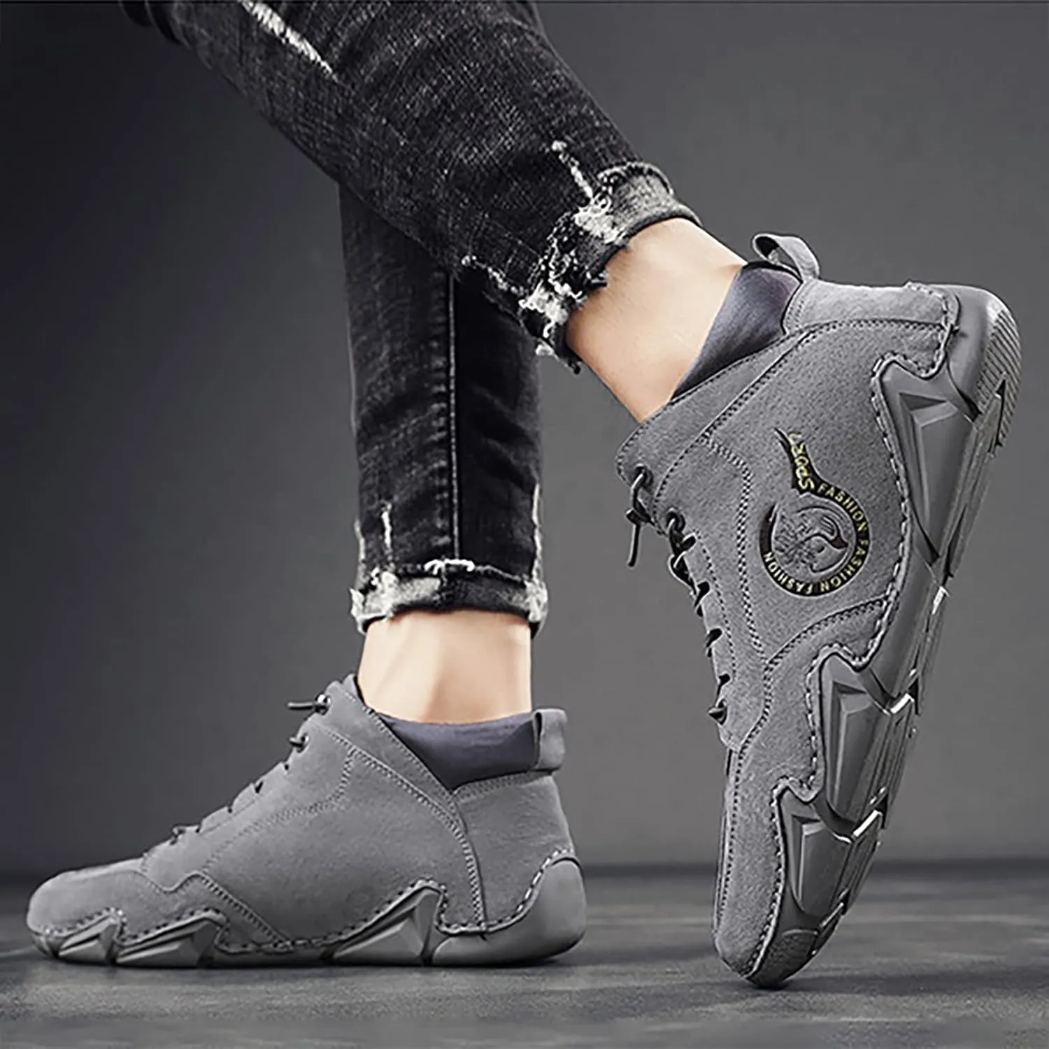 Breathable & Comfortable Sneaker New Spring and Men's Suede Korean High Top Short Boots Shoe