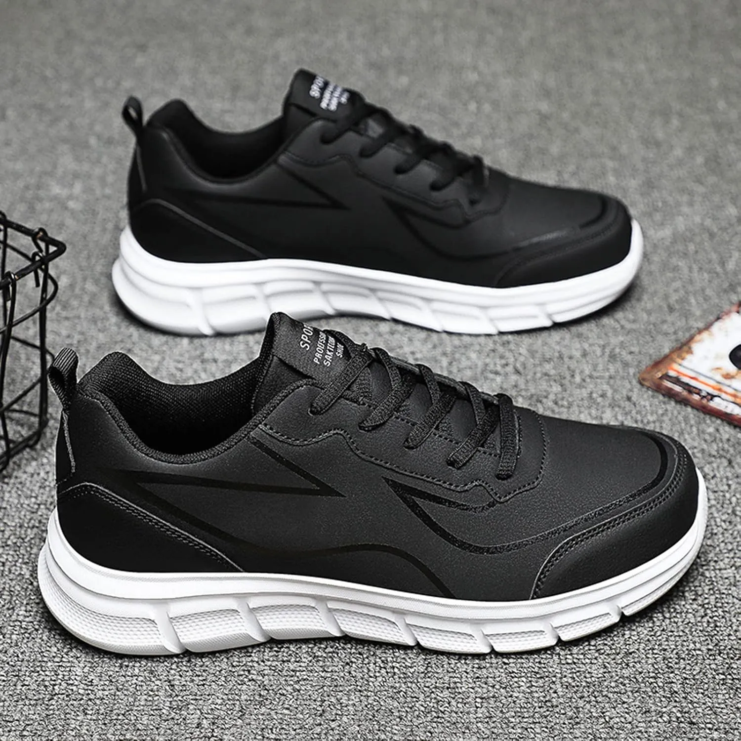 Breathable & Comfortable Sneaker Outdoor Men Mountaineering Casual Sport Shoes Lace Up Solid Color Running Breathable