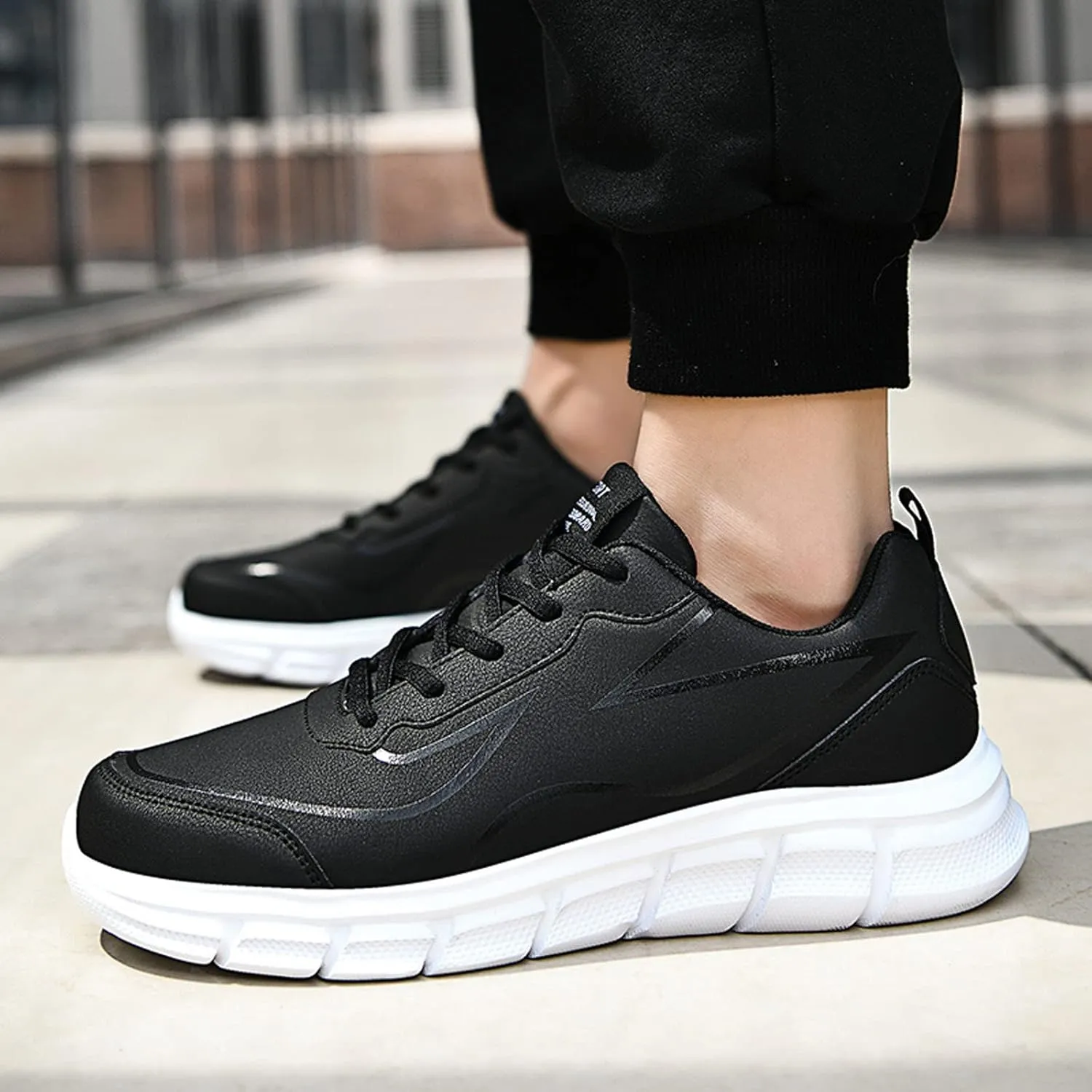 Breathable & Comfortable Sneaker Outdoor Men Mountaineering Casual Sport Shoes Lace Up Solid Color Running Breathable
