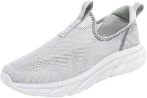 Breathable Mesh Men's Non Slip Sneakers Slip on Design with Cushioned Arch Support - All-Day Confort Wear for Work, Travel & Walking Simple and Soild Color Thick Sole Flat Sneaker Men