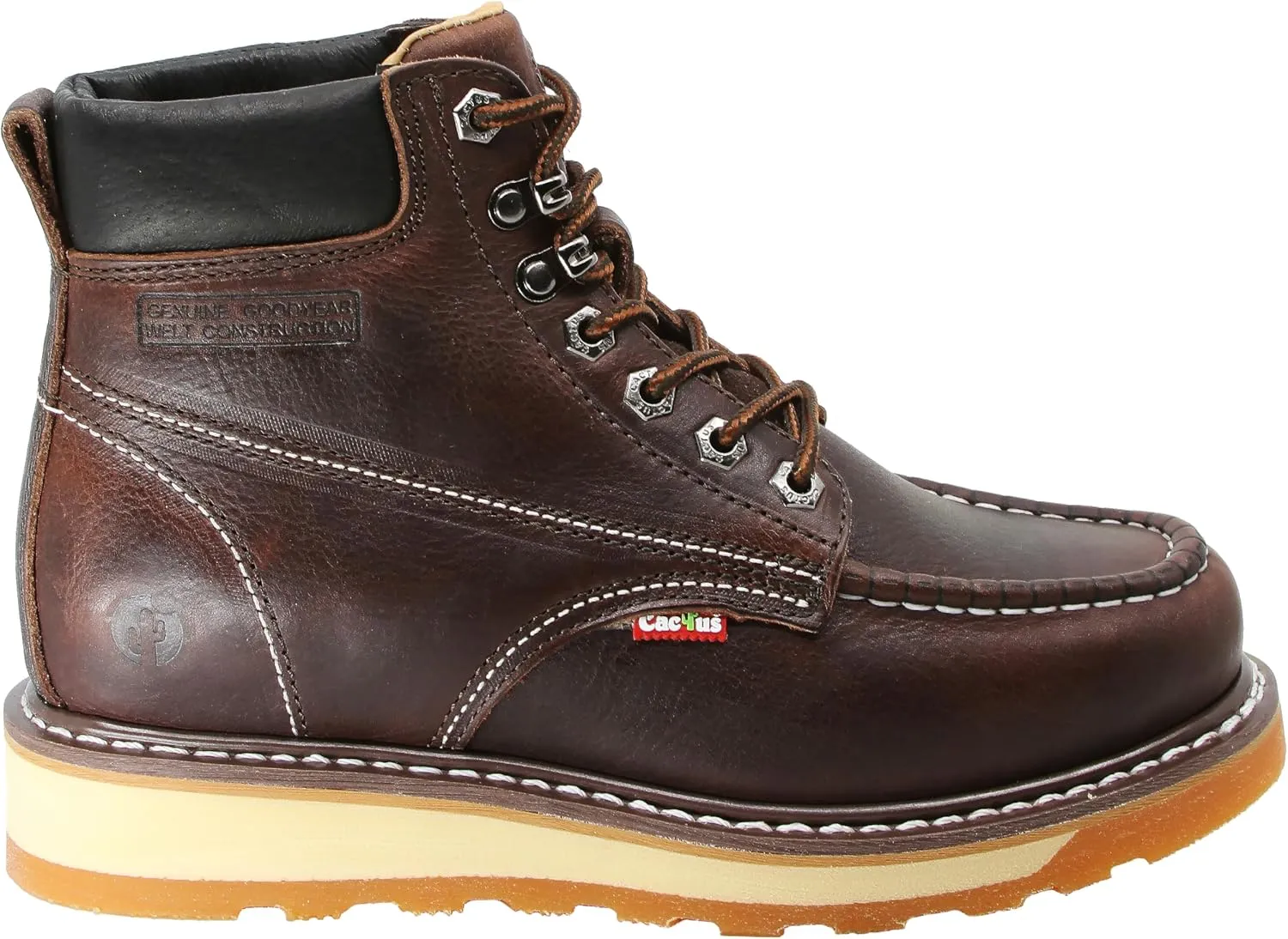 Cactus Men’s 6” Heavy Duty, Soft Toe, Genuine Goodyear Welt, Premium Full Grain Leather, Comfortable, Durable, Oil Resistant, Roofing, Industrial, Construction, Work Boots