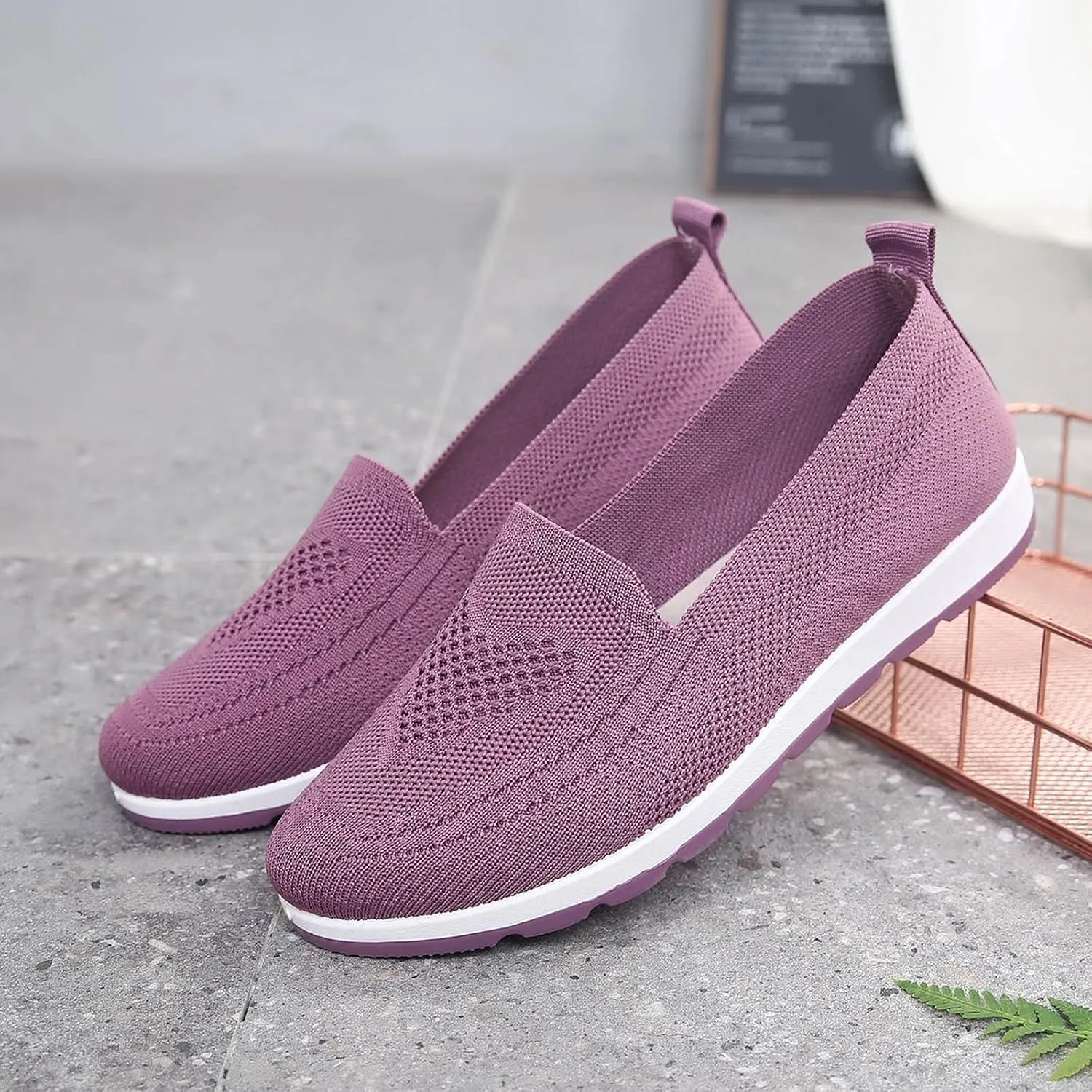 Casual Boat Shoes for Women Slip On Breathable Comfortable Lightweight Classic Comfort Flat Fashion Sneakers Non Slip Air Cushioned Casual Tennis Walking Sports Shoes for Gym Travel