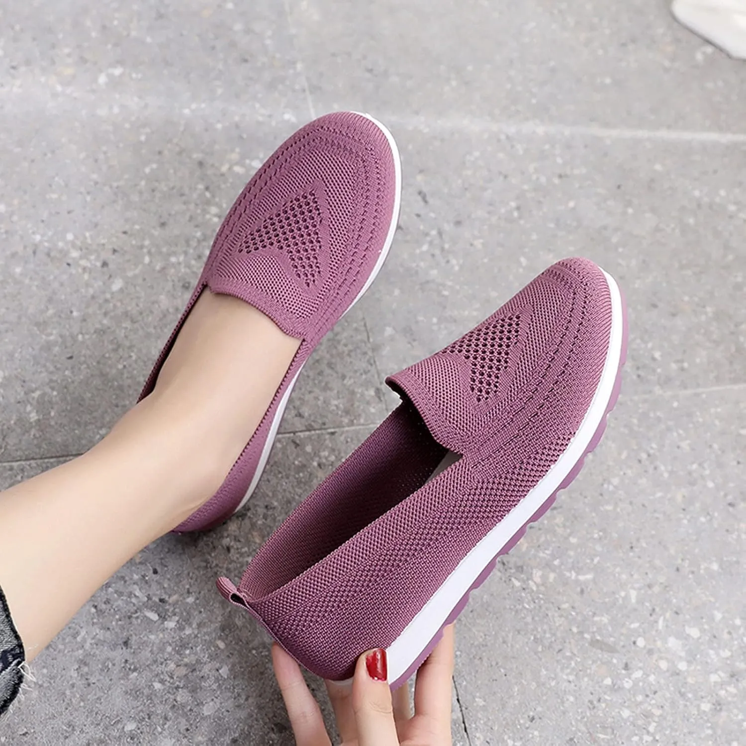 Casual Boat Shoes for Women Slip On Breathable Comfortable Lightweight Classic Comfort Flat Fashion Sneakers Non Slip Air Cushioned Casual Tennis Walking Sports Shoes for Gym Travel
