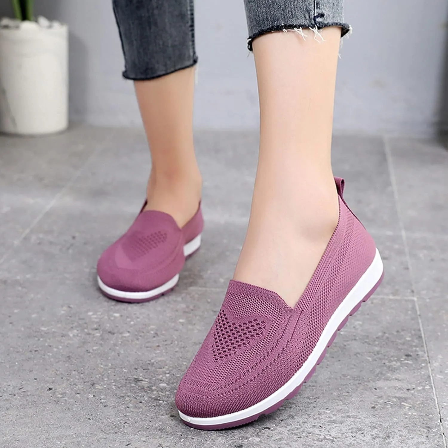 Casual Boat Shoes for Women Slip On Breathable Comfortable Lightweight Classic Comfort Flat Fashion Sneakers Non Slip Air Cushioned Casual Tennis Walking Sports Shoes for Gym Travel