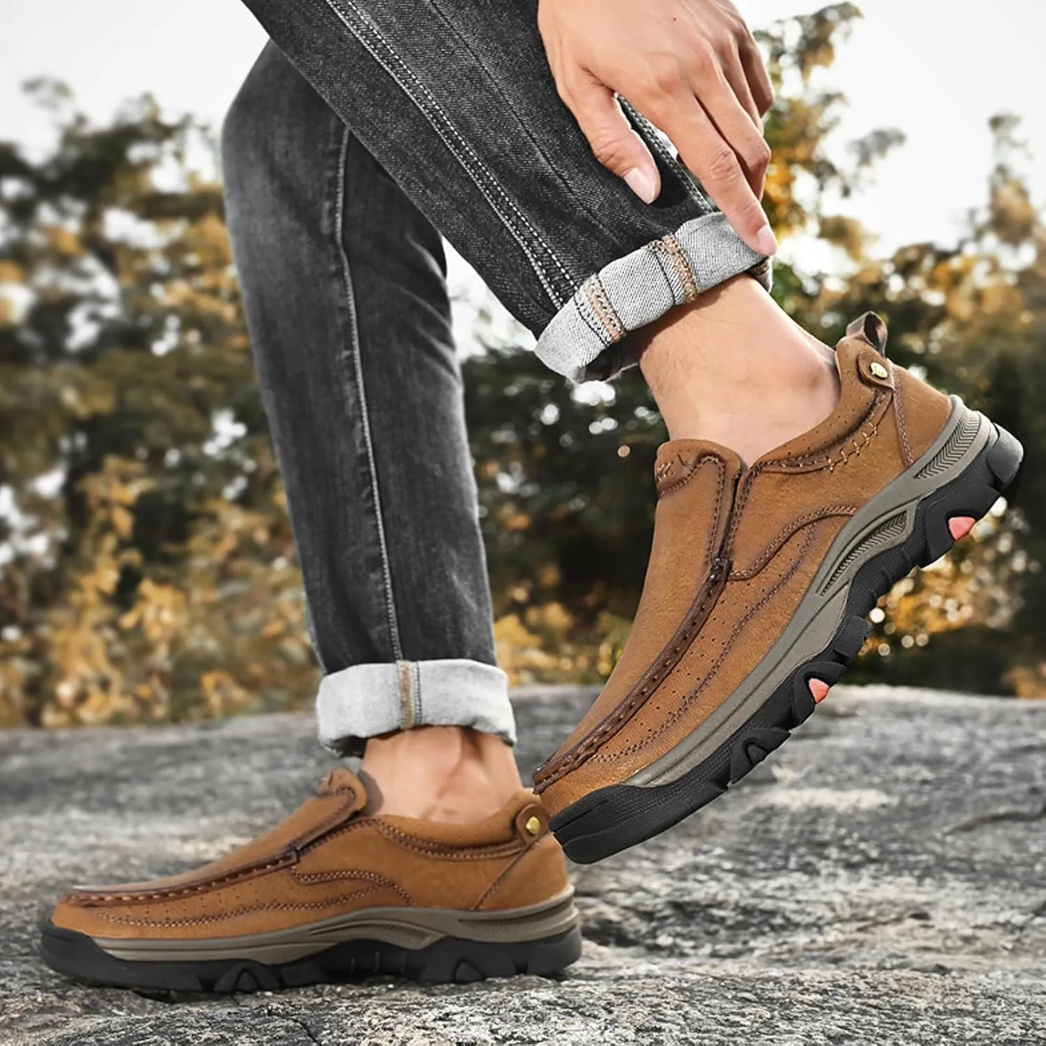 Casual Shoes for Men, Waterproof Oxfords Comfortable Walking Shoes, Lightweight Hiking Sneakers for Trekking Outdoor