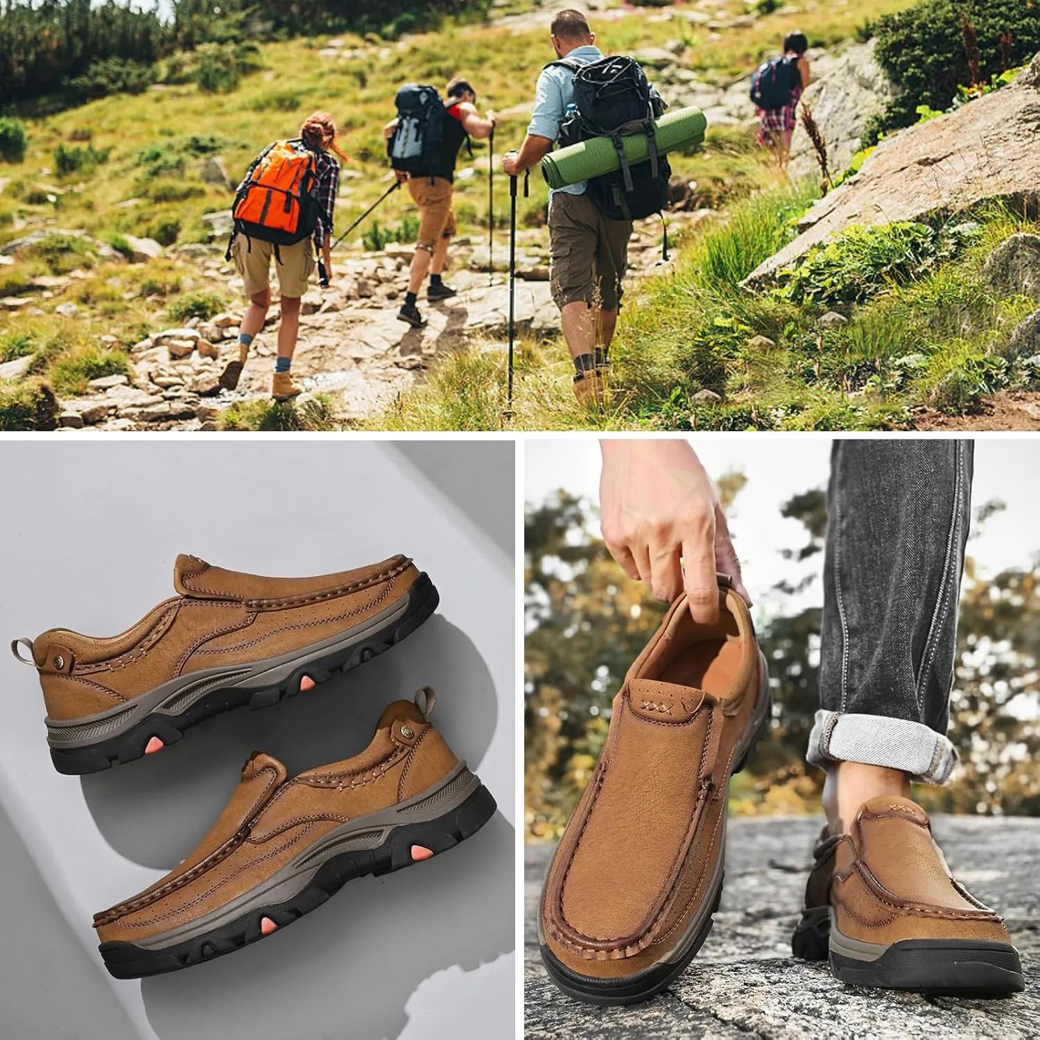 Casual Shoes for Men, Waterproof Oxfords Comfortable Walking Shoes, Lightweight Hiking Sneakers for Trekking Outdoor