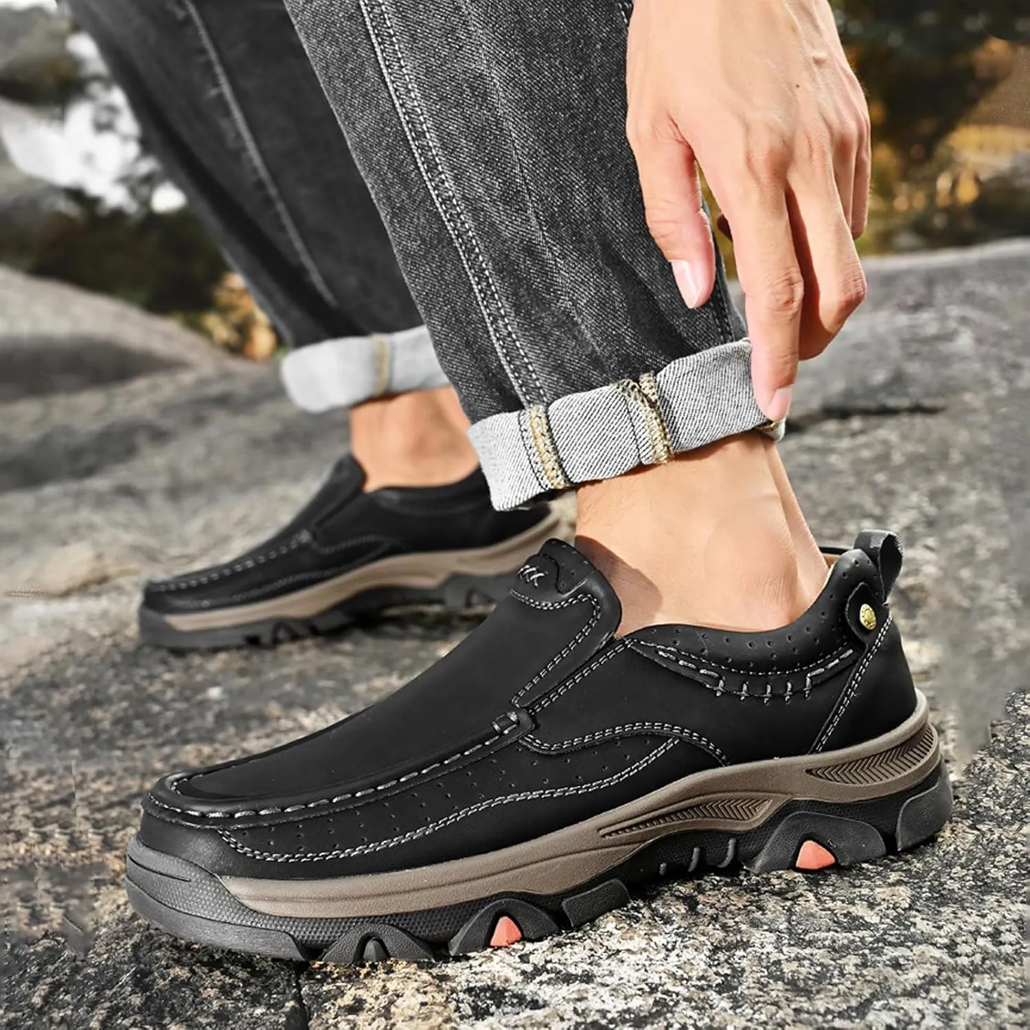 Casual Shoes for Men, Waterproof Oxfords Comfortable Walking Shoes, Lightweight Hiking Sneakers for Trekking Outdoor