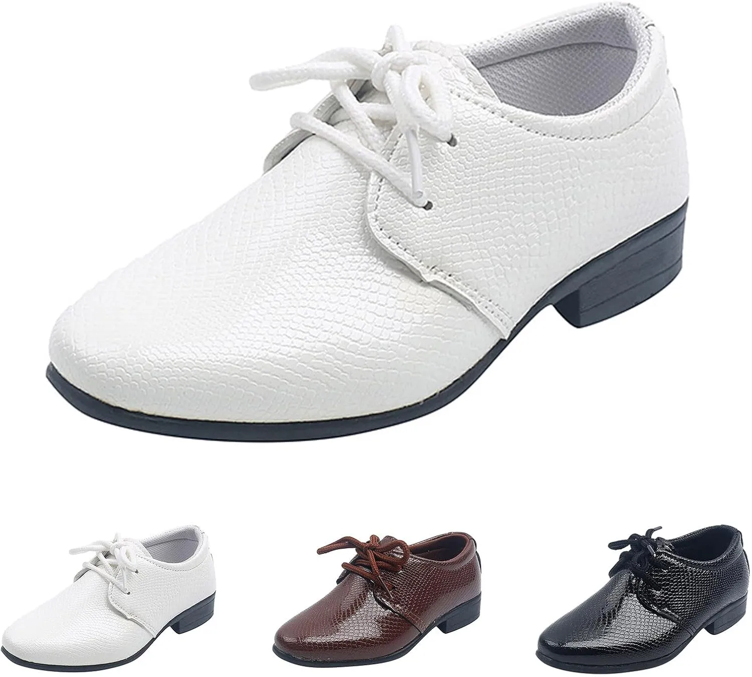 Children Boys Leather Shoes Soft Leather Performance Lace Up British Casual Embossed Kids Shoes Size 13 Boys Sneakers
