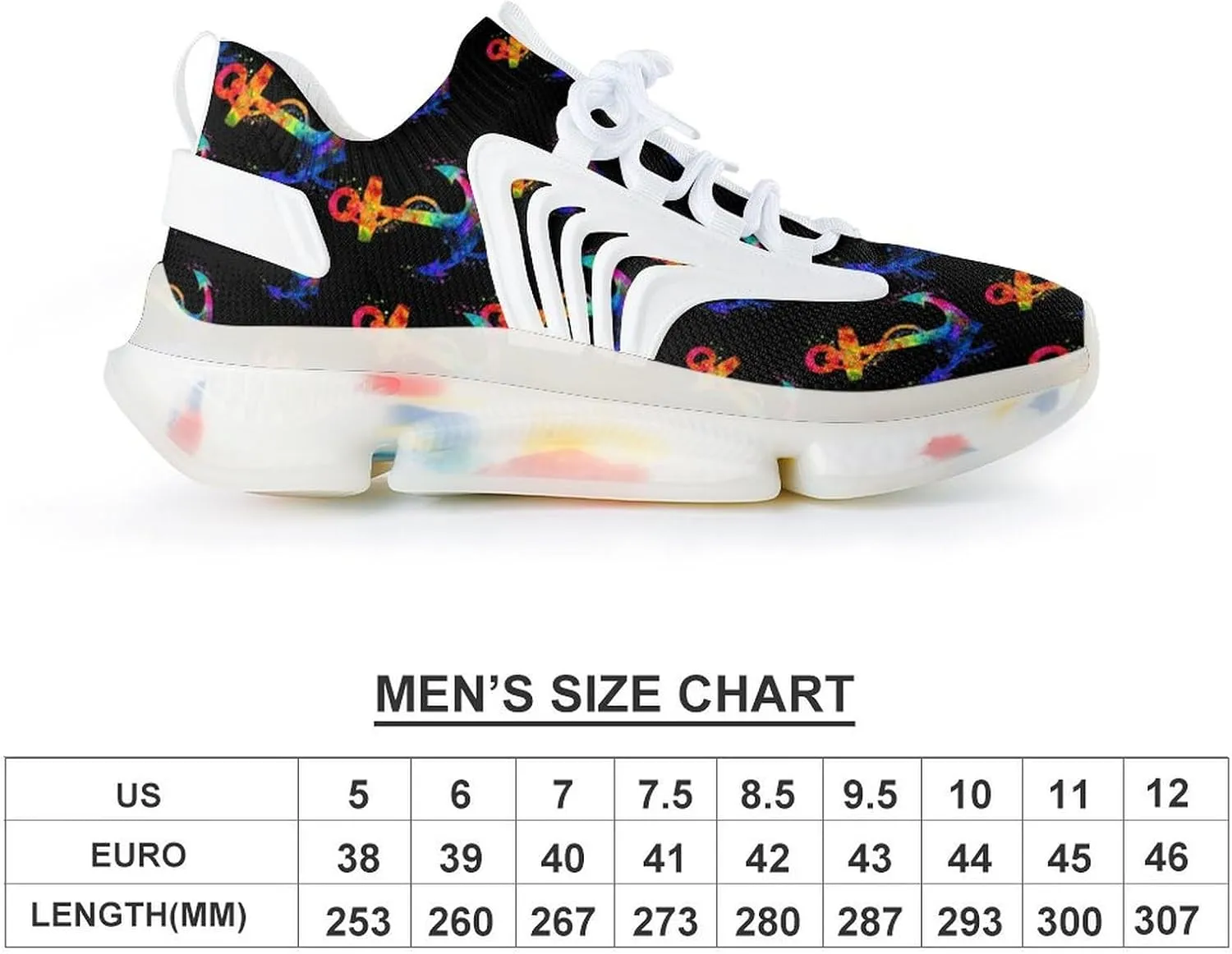 Colorful Anchors Men's Running Shoes Lightweight Walking Shoe Breathable Sneaker