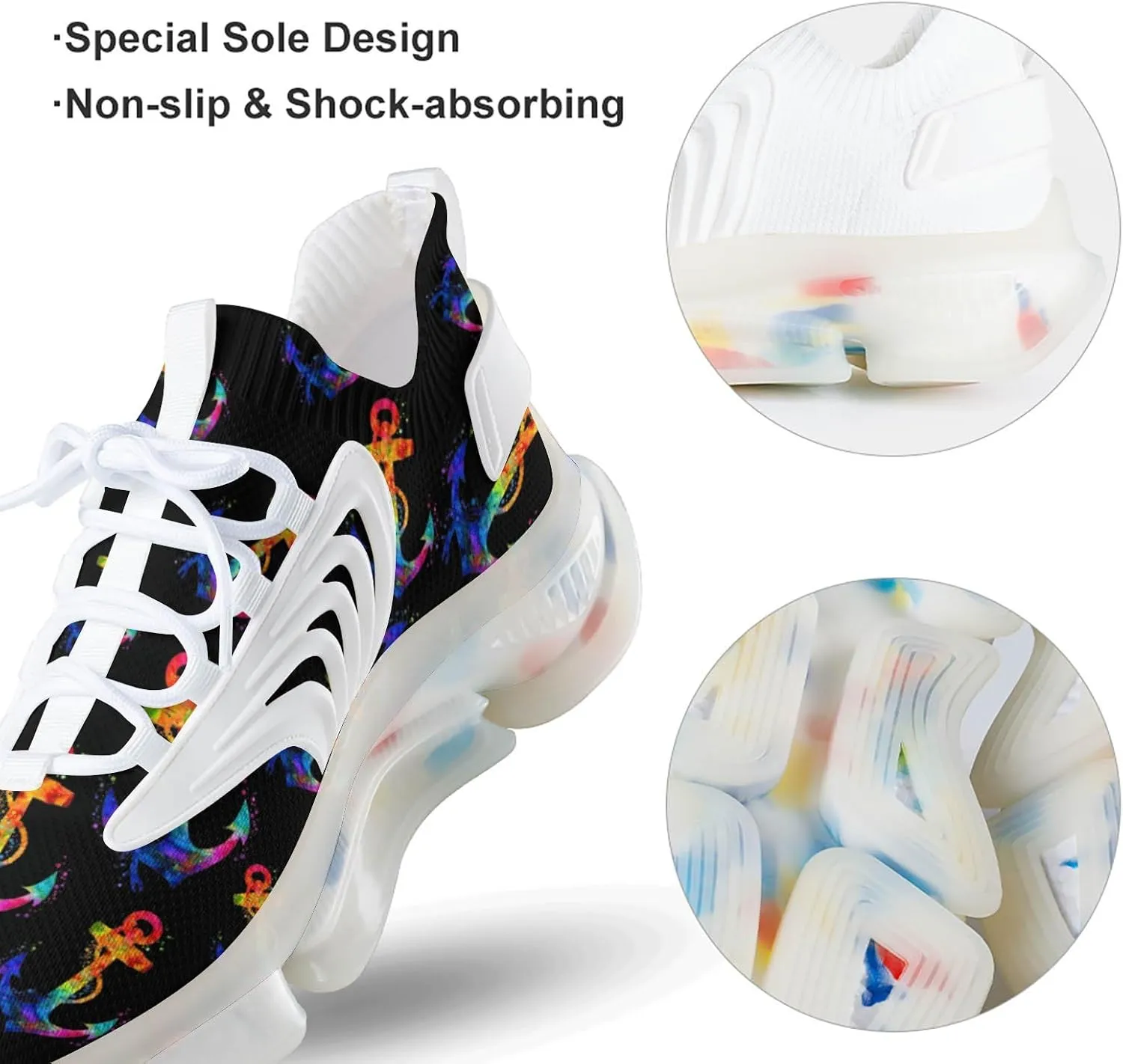 Colorful Anchors Men's Running Shoes Lightweight Walking Shoe Breathable Sneaker