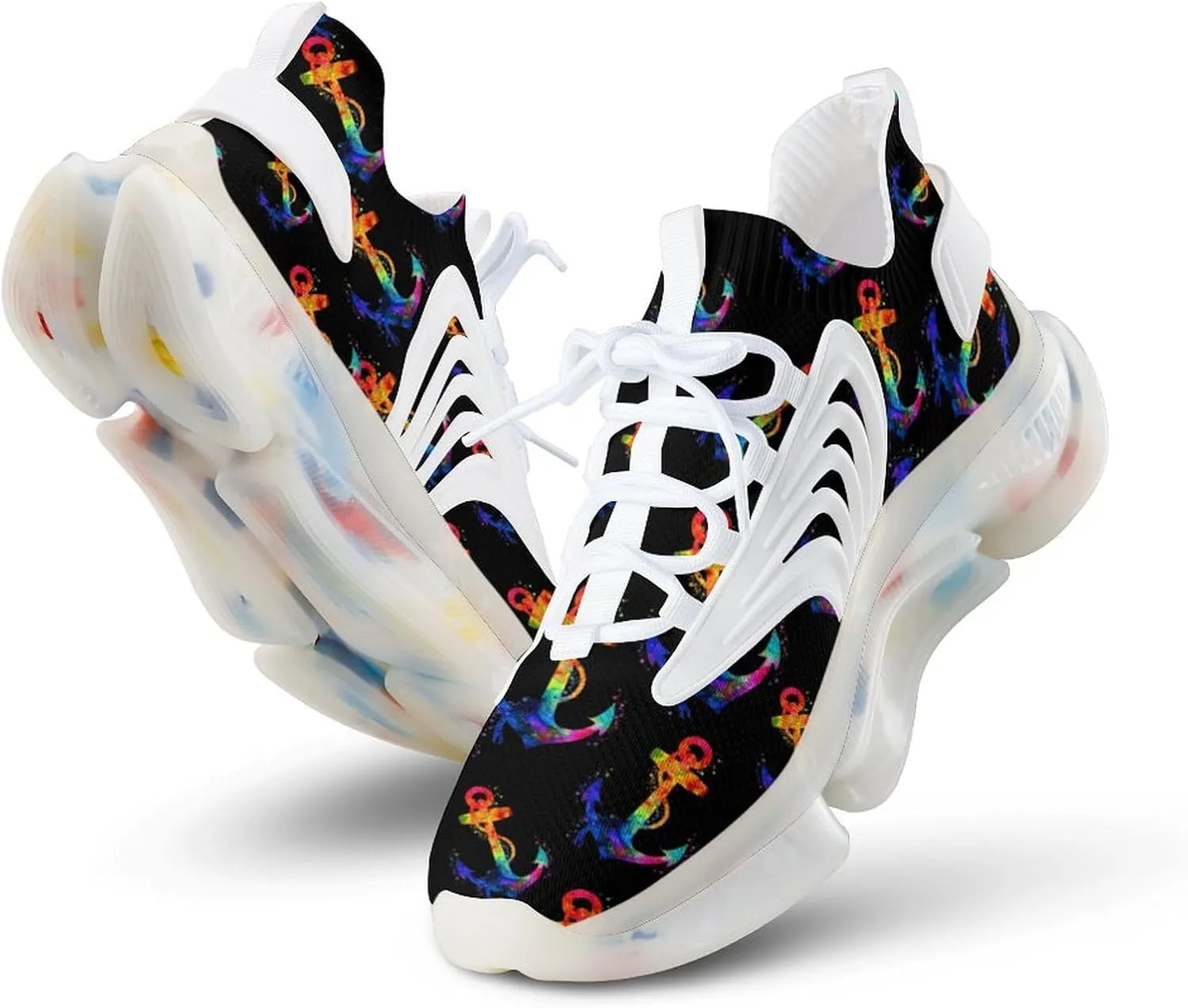 Colorful Anchors Men's Running Shoes Lightweight Walking Shoe Breathable Sneaker