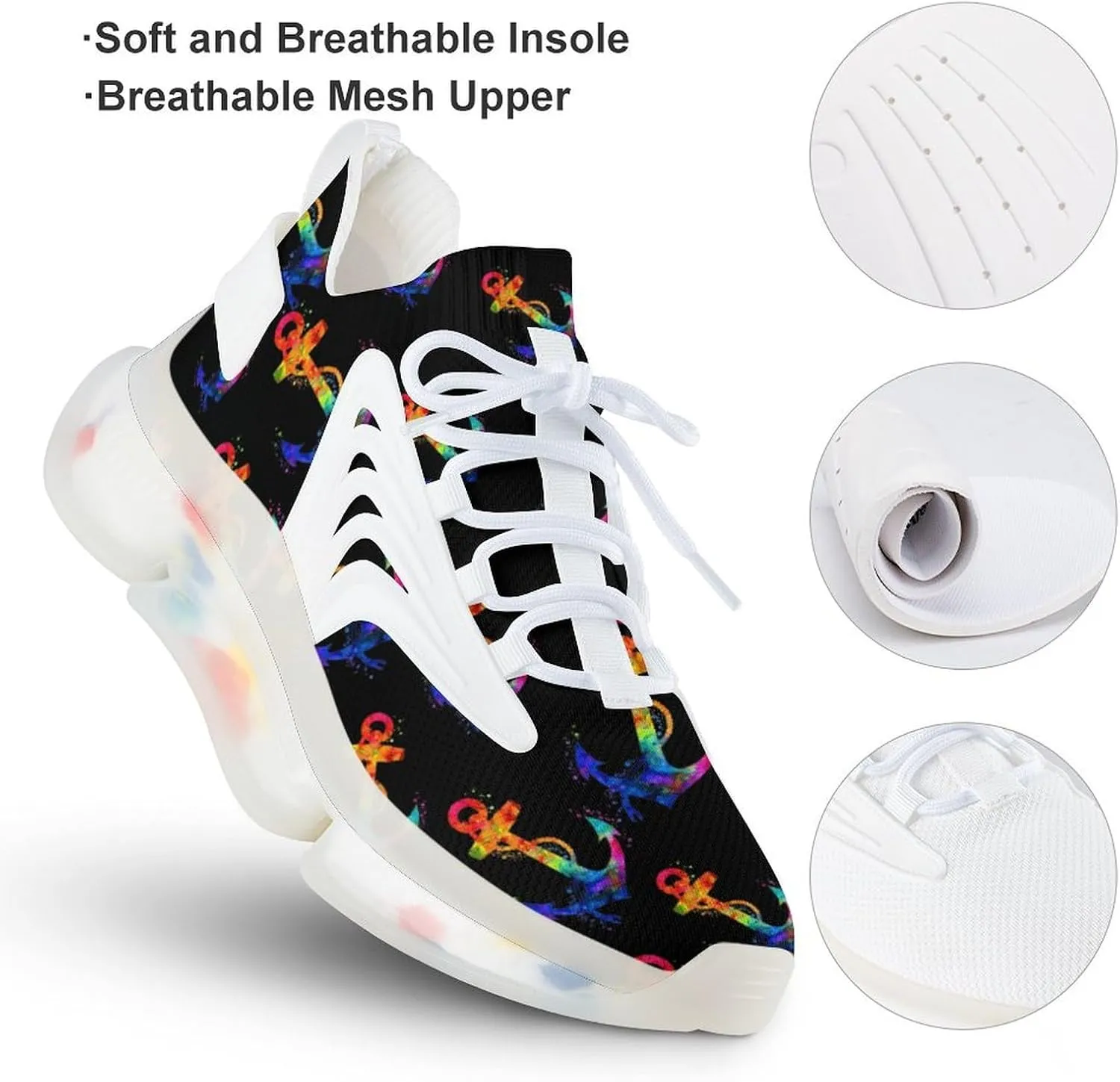 Colorful Anchors Men's Running Shoes Lightweight Walking Shoe Breathable Sneaker