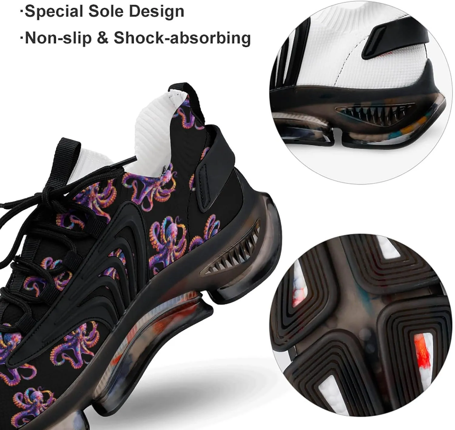 Colorful Octopus Men's Running Shoes Lightweight Walking Shoe Breathable Sneaker