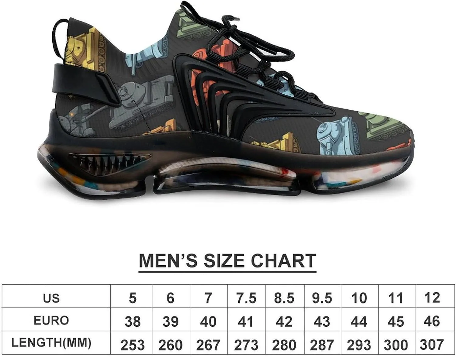 Colorful Tanks Men's Running Shoes Lightweight Walking Shoe Breathable Sneaker