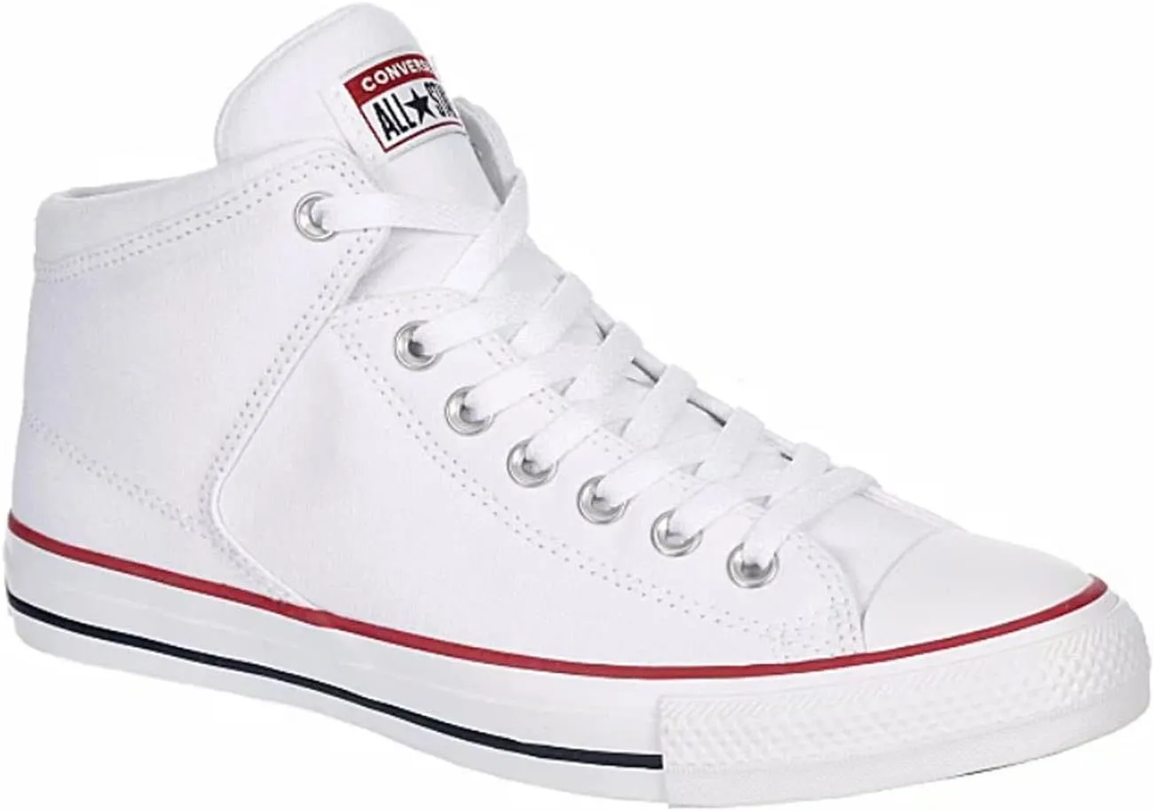 Converse Unisex Chuck Taylor All Star High Street Mid Canvas Sneaker - Lace up Closure Style - White/Red/Clematis Blue 10