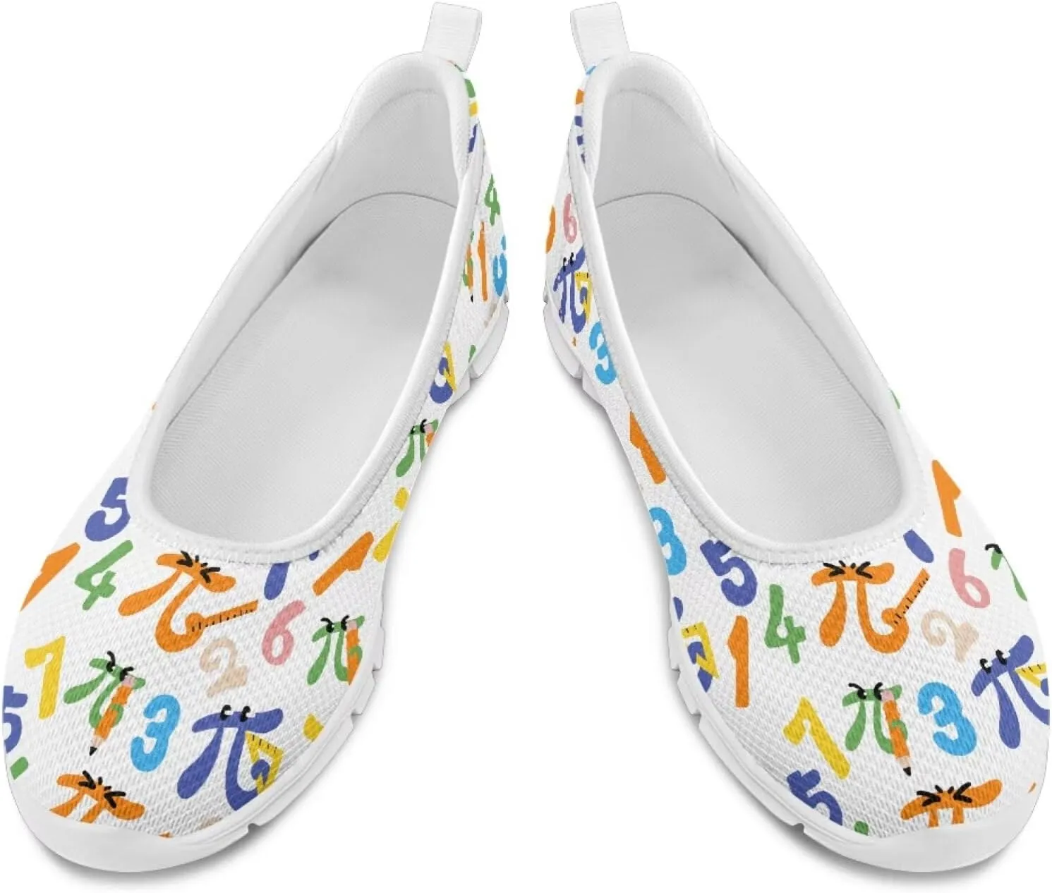 Creative Formula Print Womens Flats Comfortable Dressy Lightweight Slip On Ballet Shoes Round Toe Walking Casual Sneakers Everyday Wear