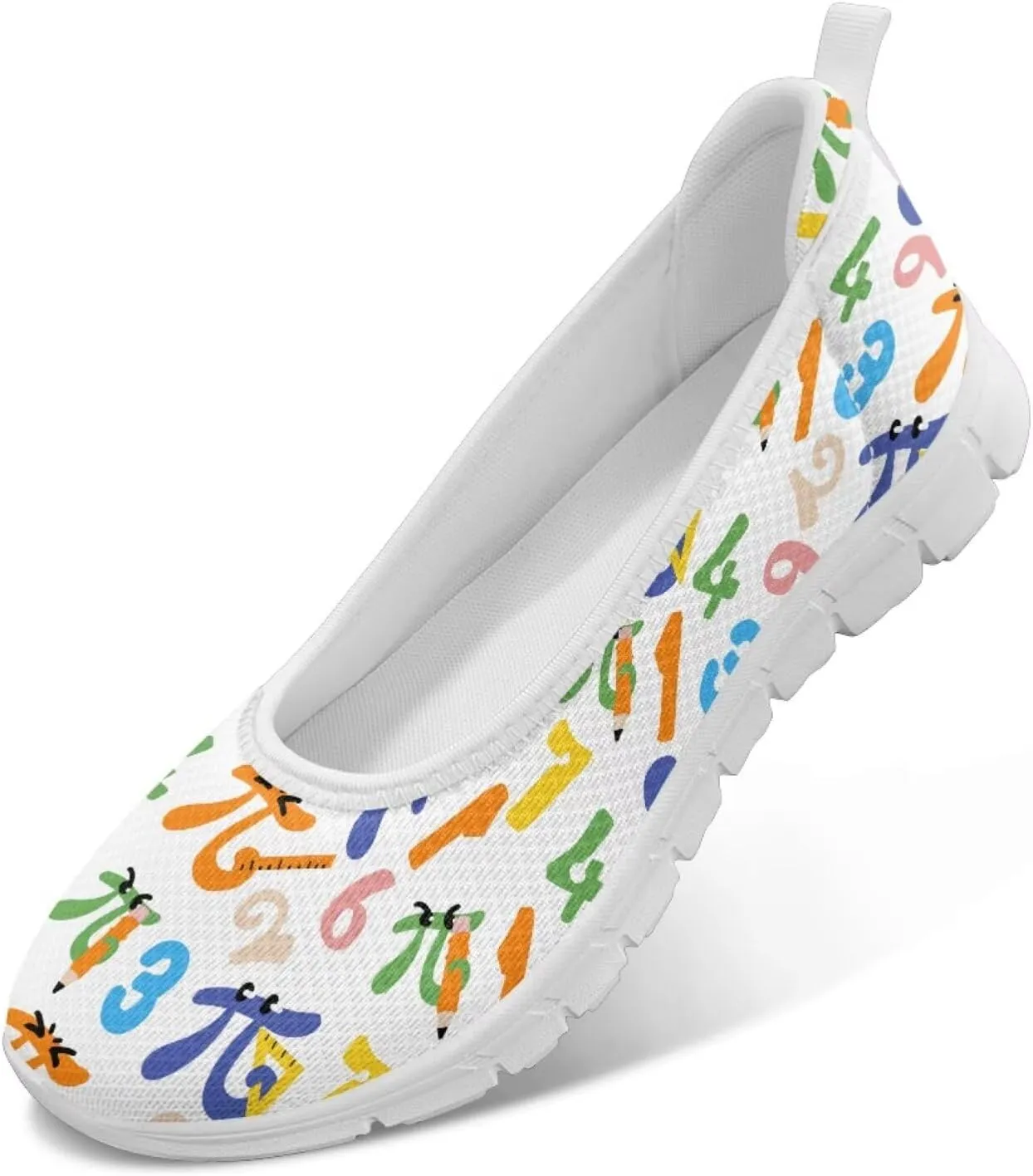 Creative Formula Print Womens Flats Comfortable Dressy Lightweight Slip On Ballet Shoes Round Toe Walking Casual Sneakers Everyday Wear