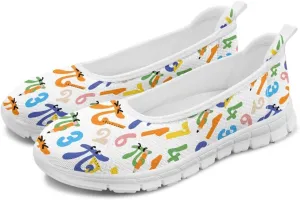 Creative Formula Print Womens Flats Comfortable Dressy Lightweight Slip On Ballet Shoes Round Toe Walking Casual Sneakers Everyday Wear