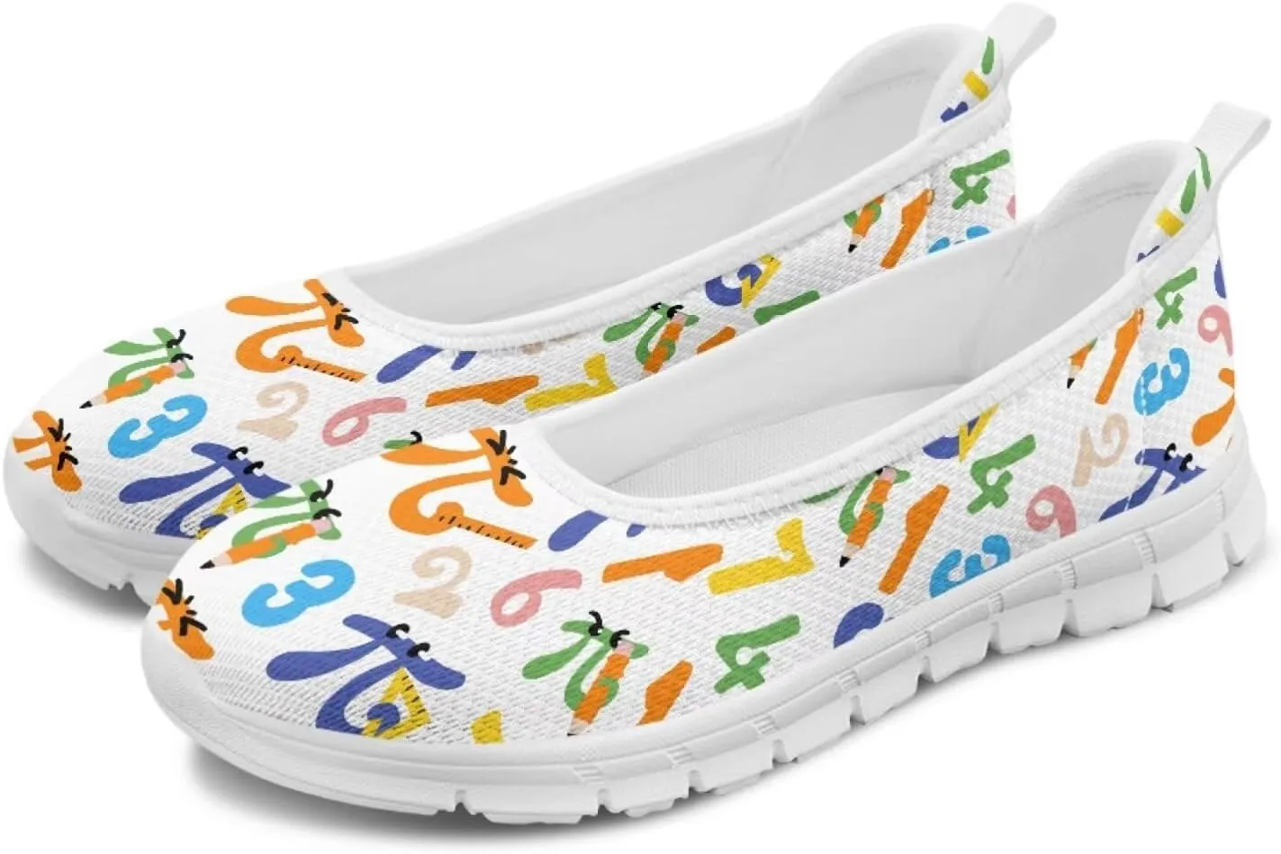 Creative Formula Print Womens Flats Comfortable Dressy Lightweight Slip On Ballet Shoes Round Toe Walking Casual Sneakers Everyday Wear