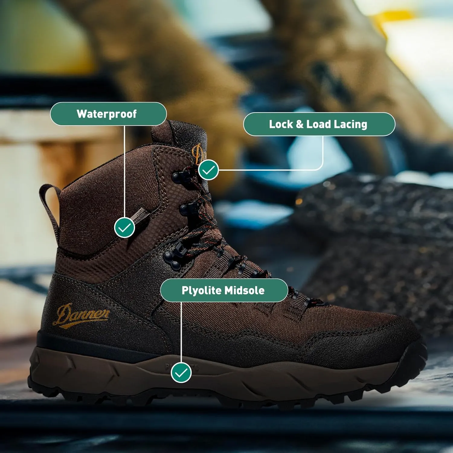 Danner Vital Trail 5 Hiking Boots for Men - Waterproof, Abrasion-Resistant Leather and Textile, with Shock-Absorbing Midsole and Traction Outsole
